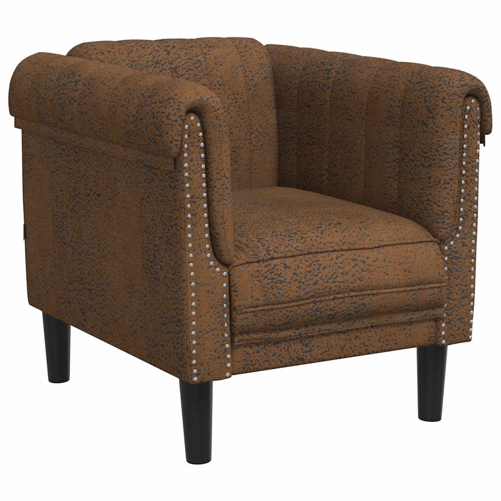 Sessel Braun Kunstleder Wildleder-Optik