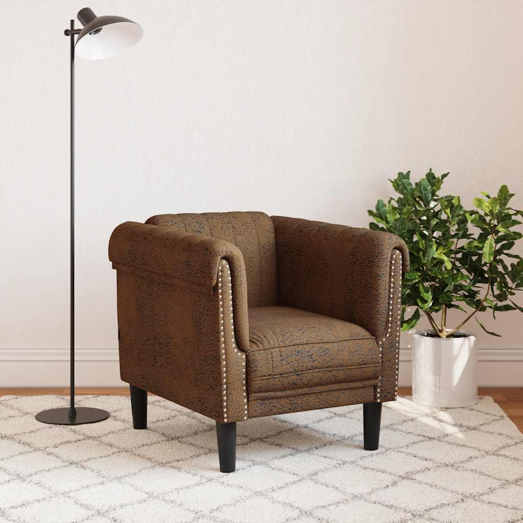 Sessel Braun Kunstleder Wildleder-Optik