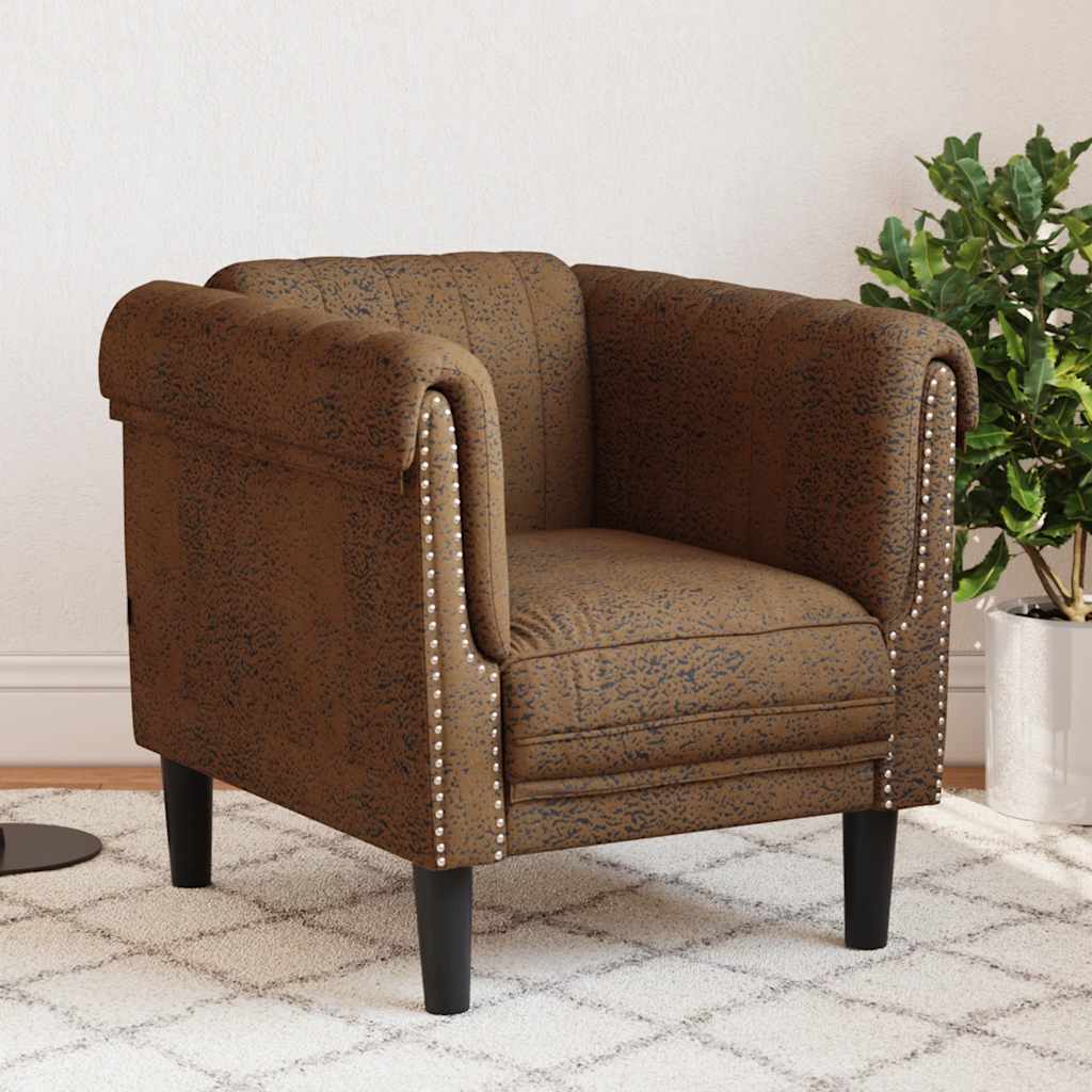 Sessel Braun Kunstleder Wildleder-Optik