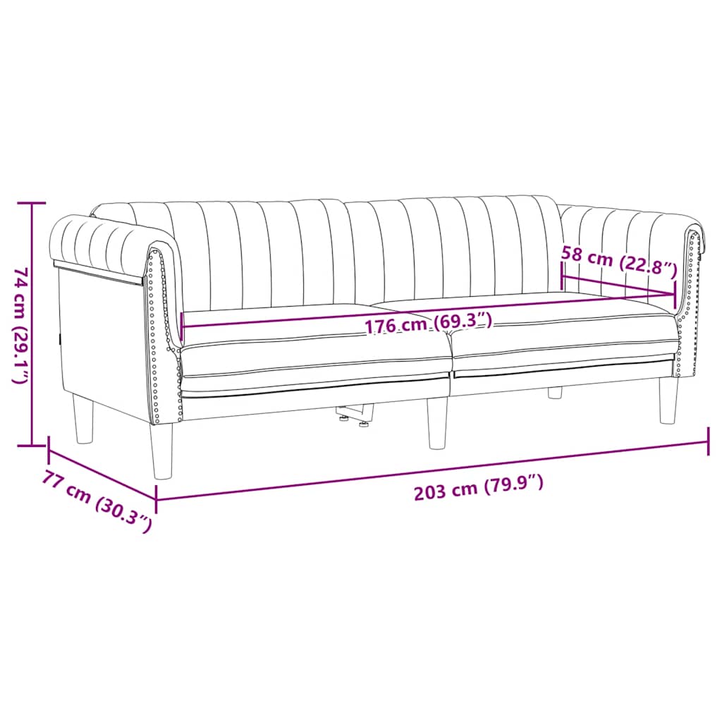 3-Sitzer Sofa Braun Kunstleder Wildleder-Optik