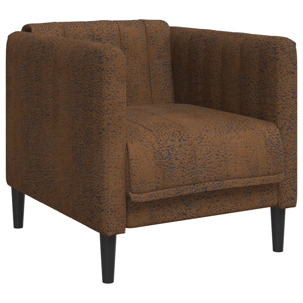 Fauteuil marron simili cuir aspect daim