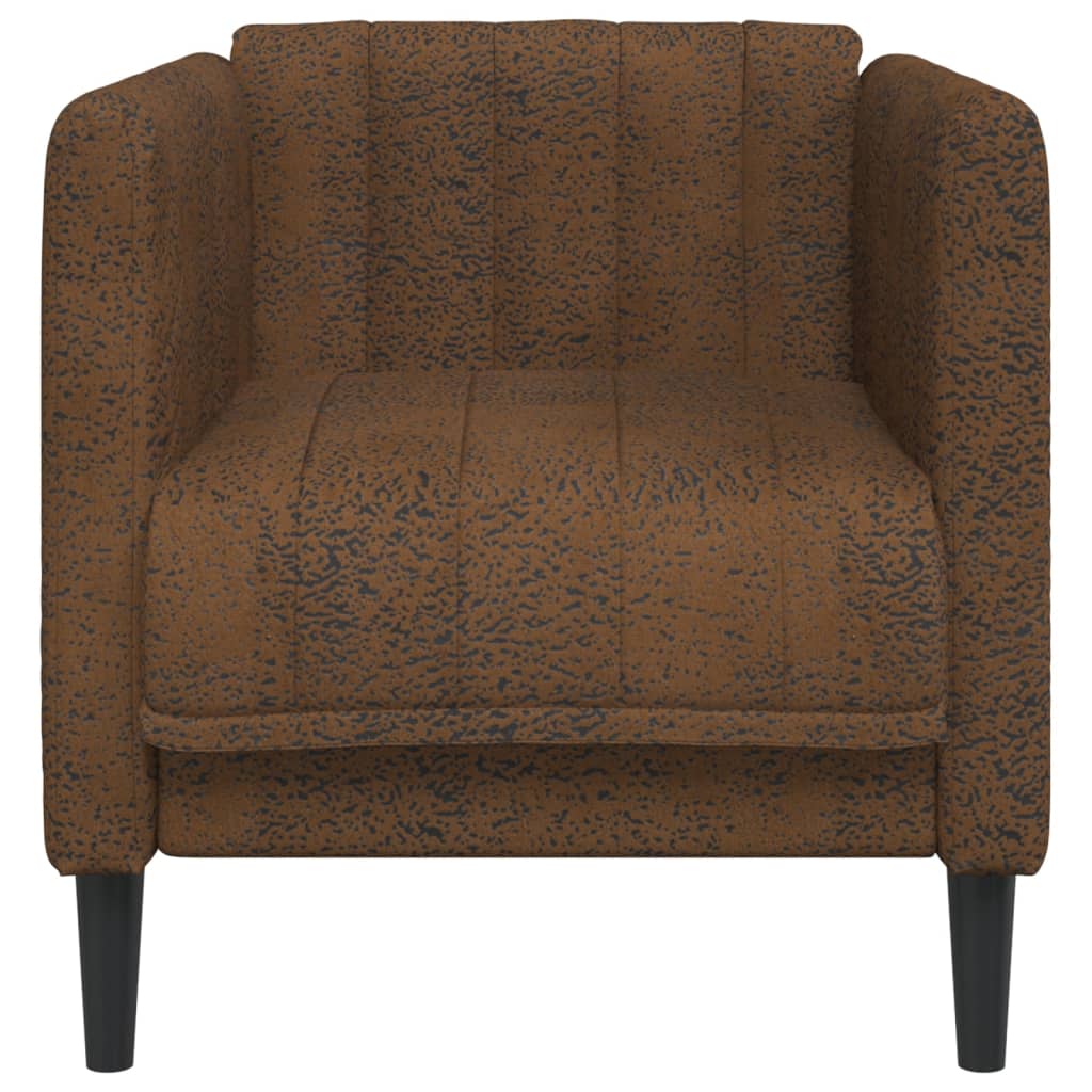 Fauteuil marron simili cuir aspect daim