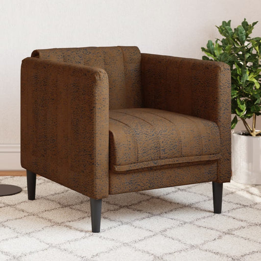 Fauteuil marron simili cuir aspect daim