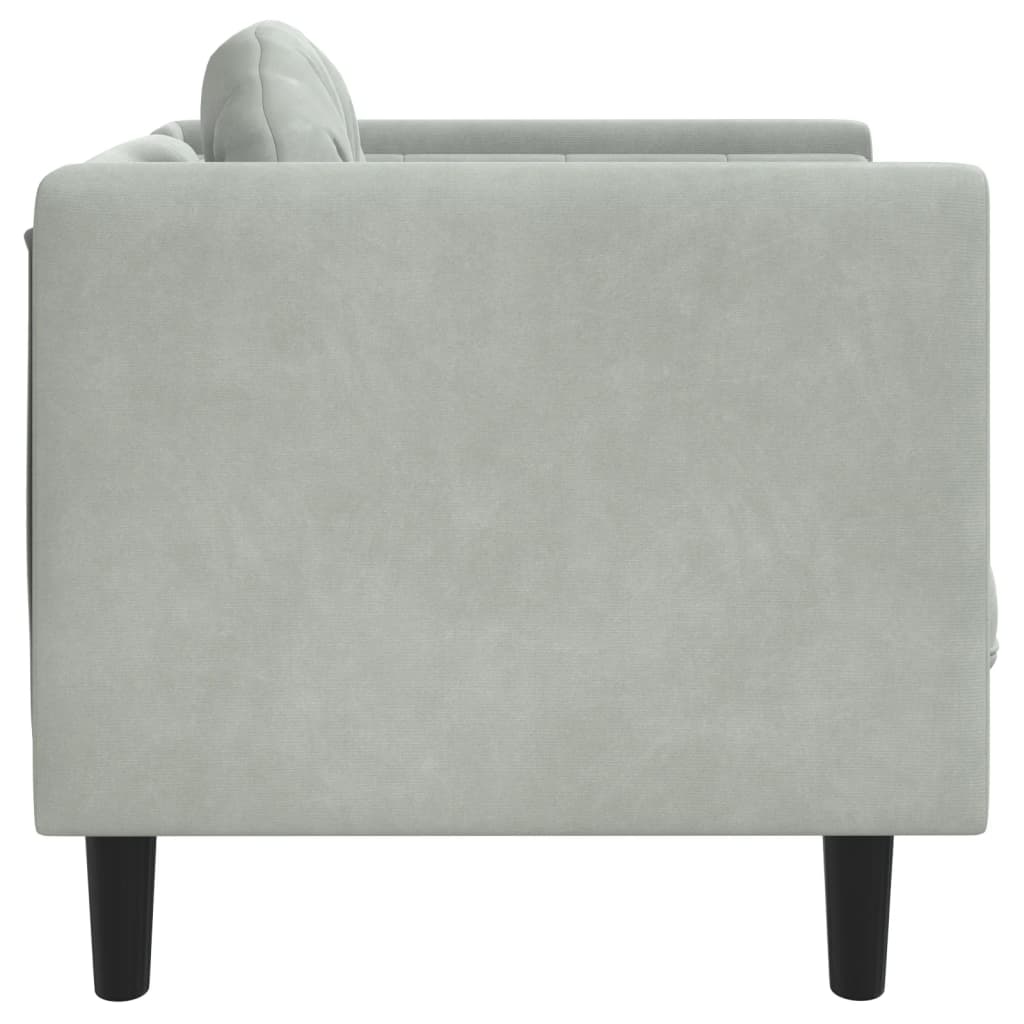 Fauteuil avec coussins velours gris clair