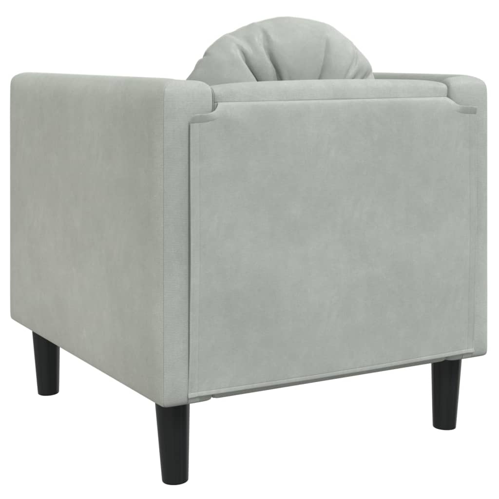 Fauteuil avec coussins velours gris clair