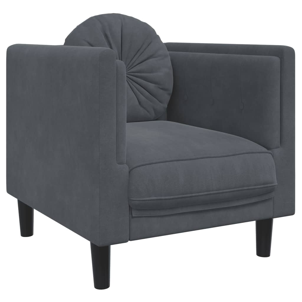 Fauteuil avec coussins velours gris foncé