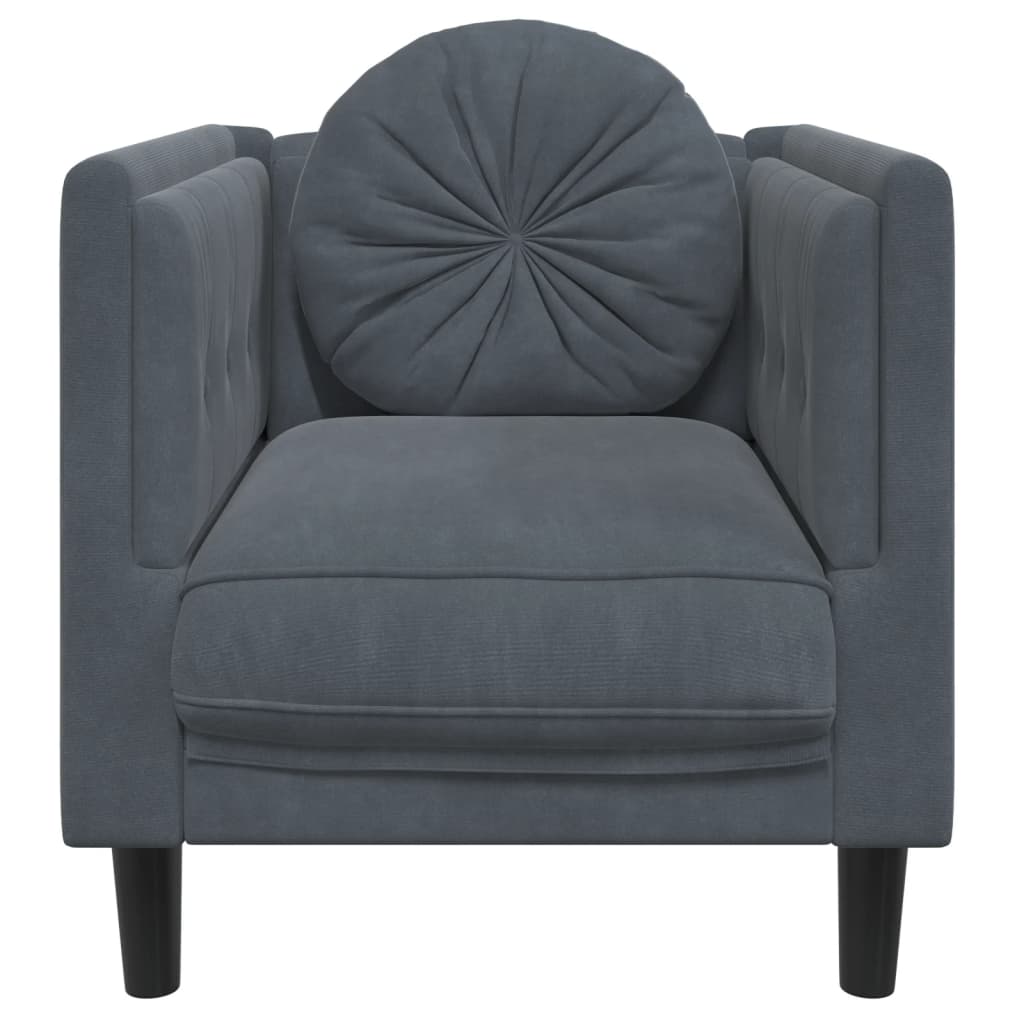 Fauteuil avec coussins velours gris foncé