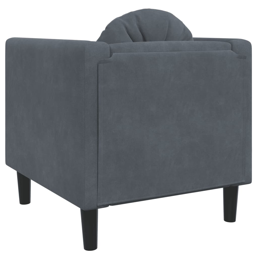 Fauteuil avec coussins velours gris foncé