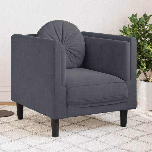 Fauteuil avec coussins velours gris foncé