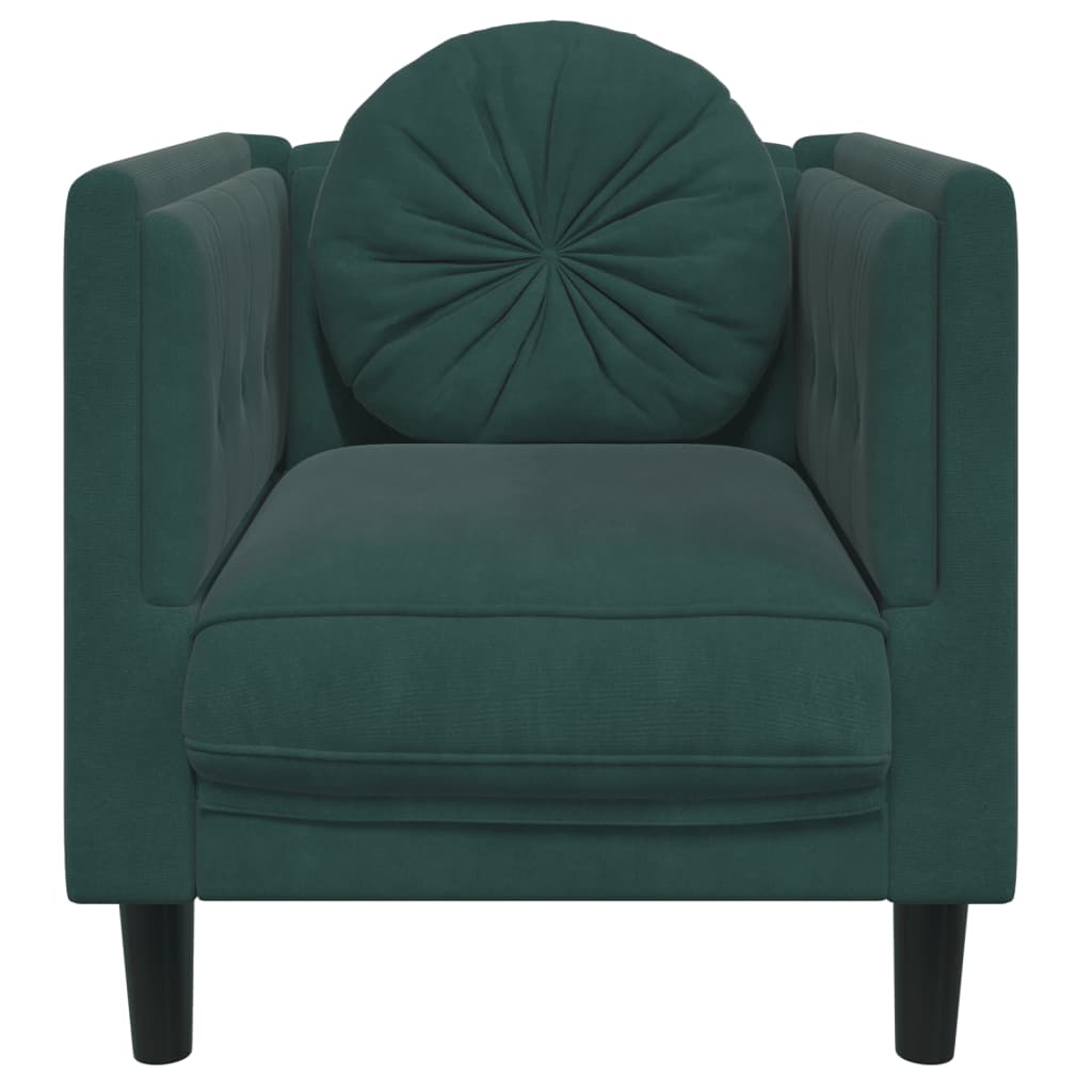 Fauteuil avec coussins velours vert foncé