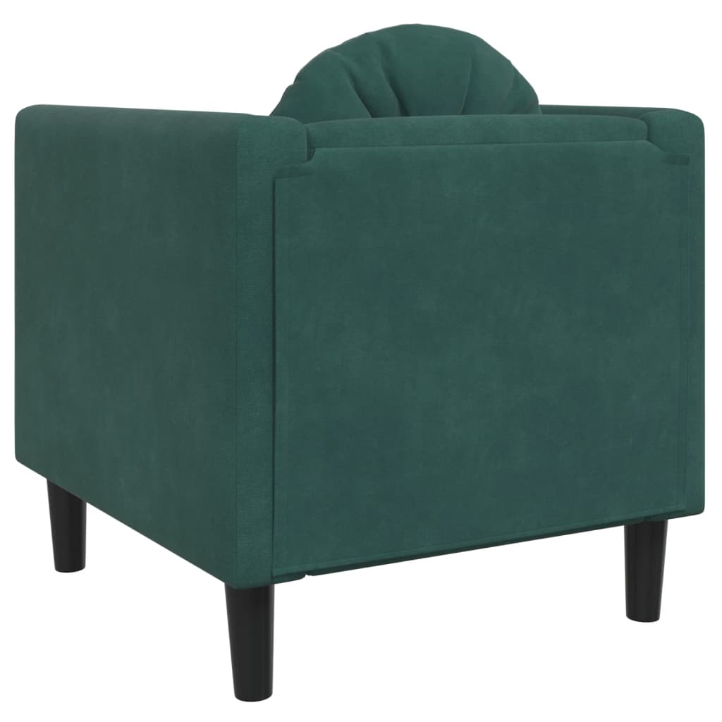 Fauteuil avec coussins velours vert foncé