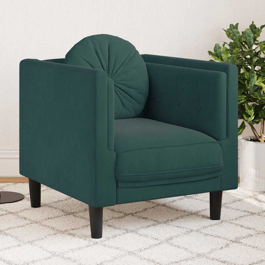 Fauteuil avec coussins velours vert foncé
