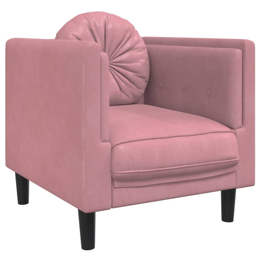 Fauteuil avec coussins en velours rose