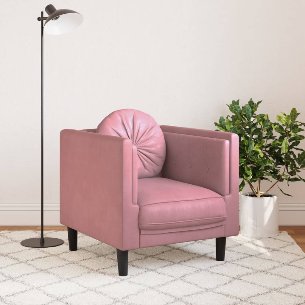 Fauteuil avec coussins en velours rose