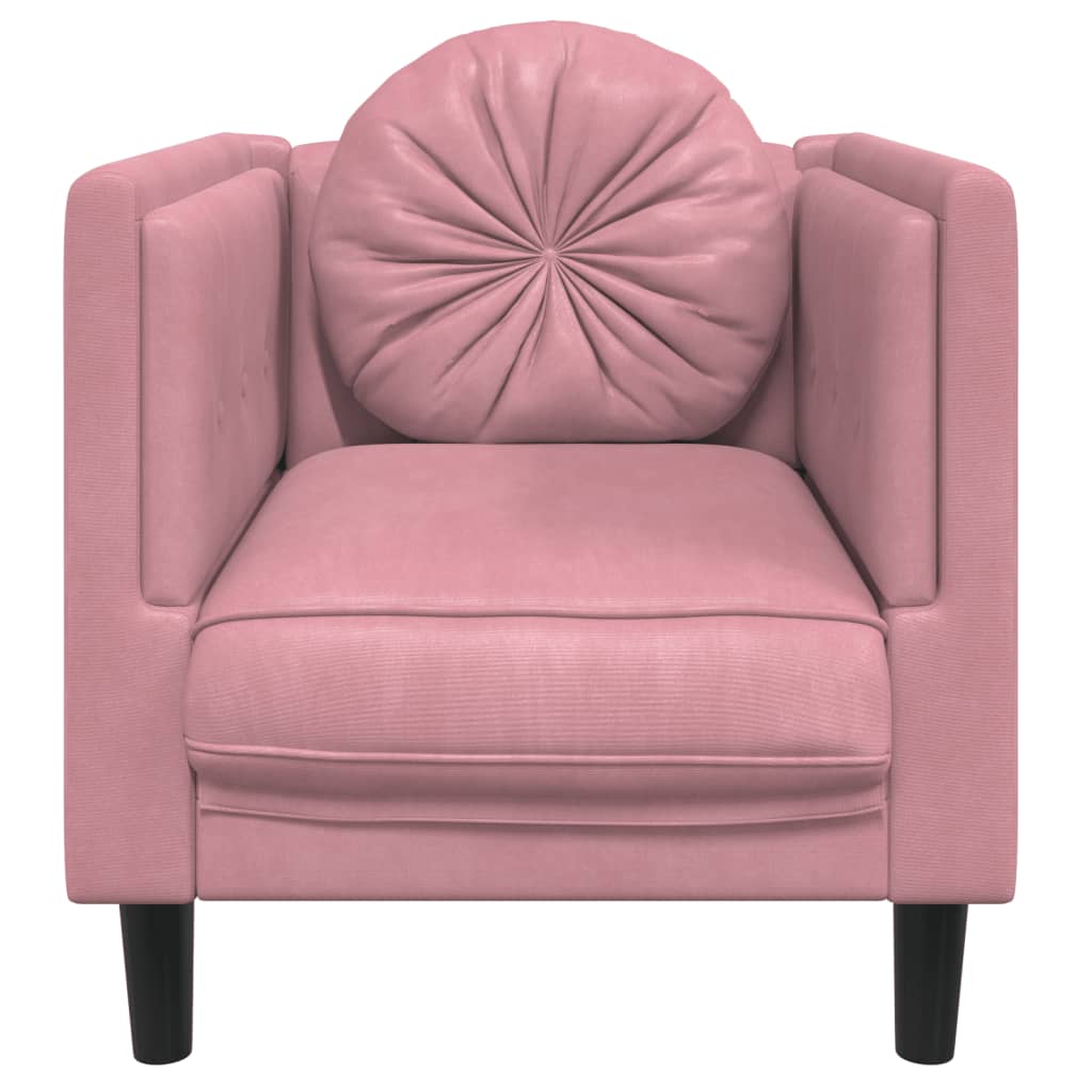 Fauteuil avec coussins en velours rose