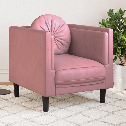 Fauteuil avec coussins en velours rose