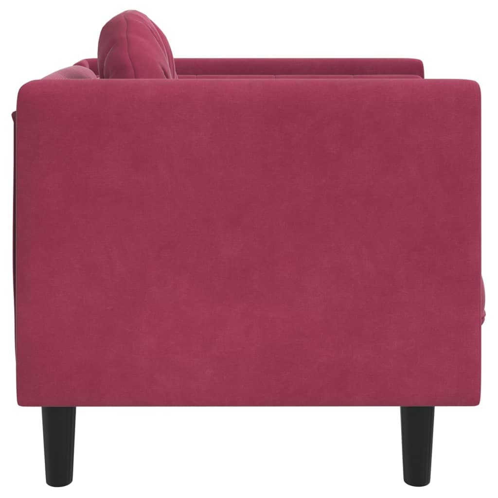 Fauteuil canapé avec coussins en velours bordeaux