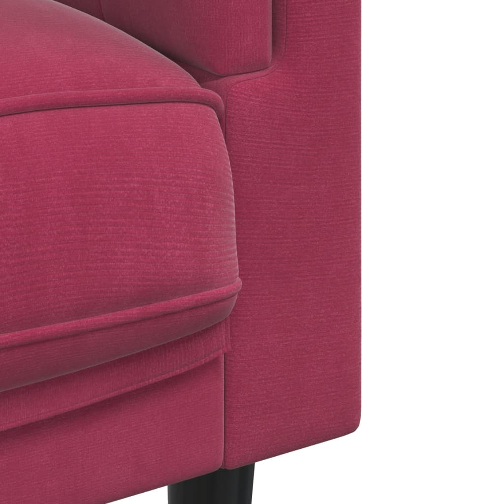 Fauteuil canapé avec coussins en velours bordeaux