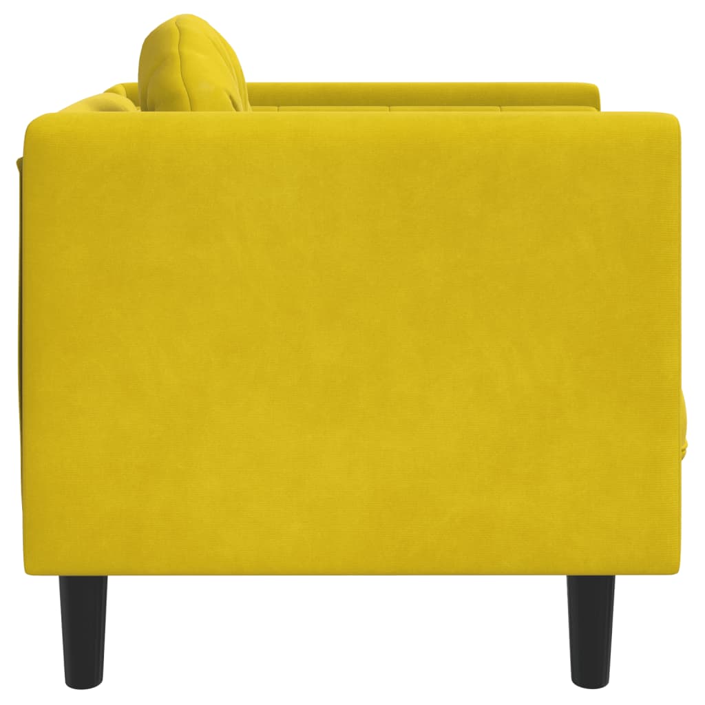 Fauteuil avec coussins en velours jaune