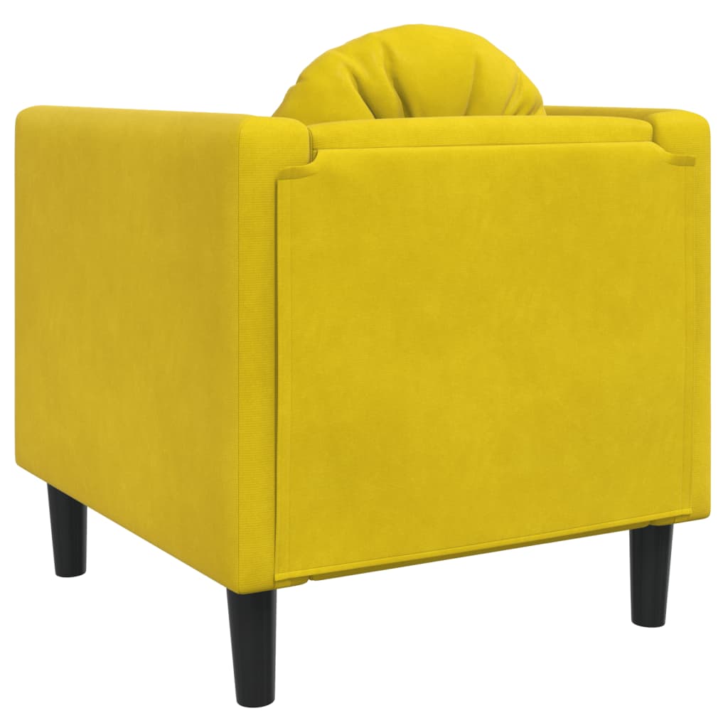 Fauteuil avec coussins en velours jaune