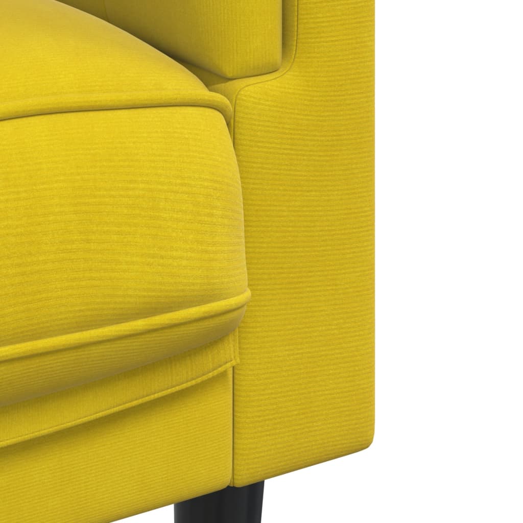 Fauteuil avec coussins en velours jaune