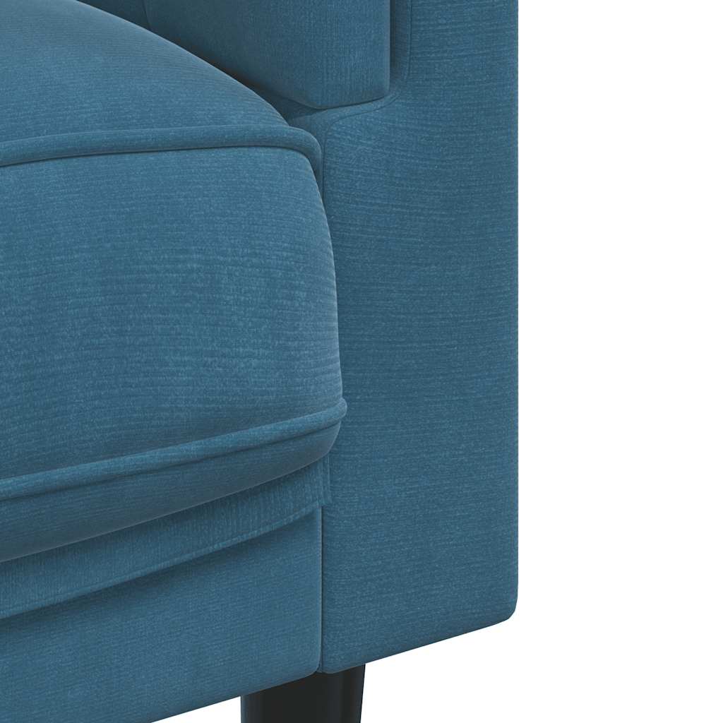 Fauteuil avec coussins en velours bleu