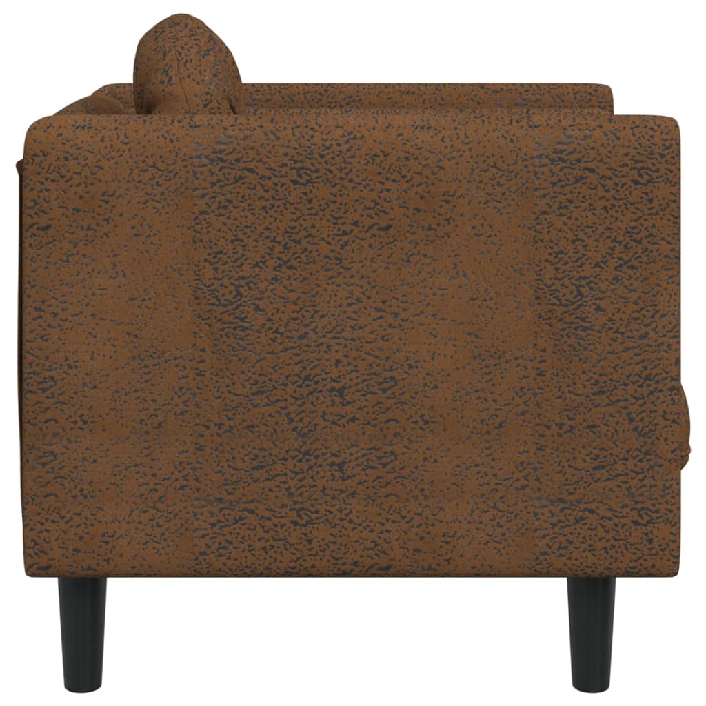 Fauteuil avec coussin simili cuir marron aspect daim