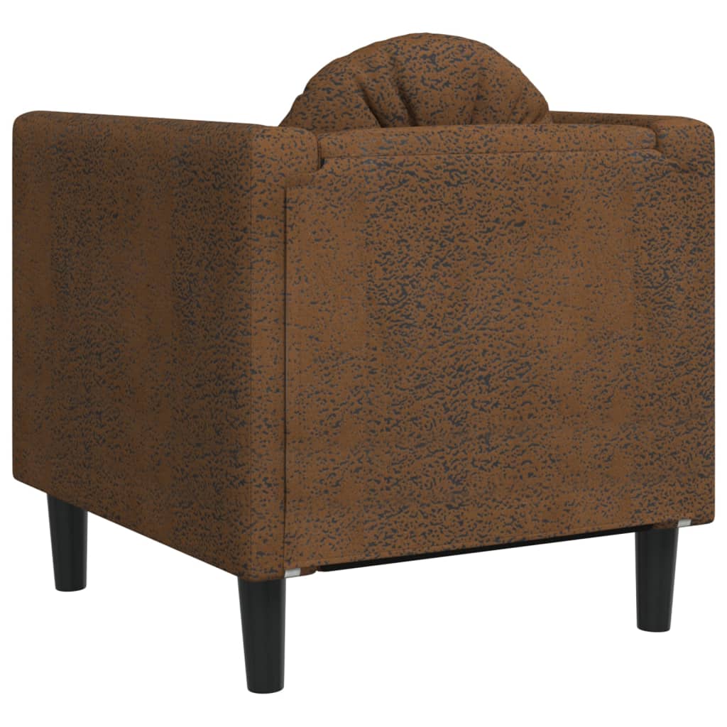 Fauteuil avec coussin simili cuir marron aspect daim