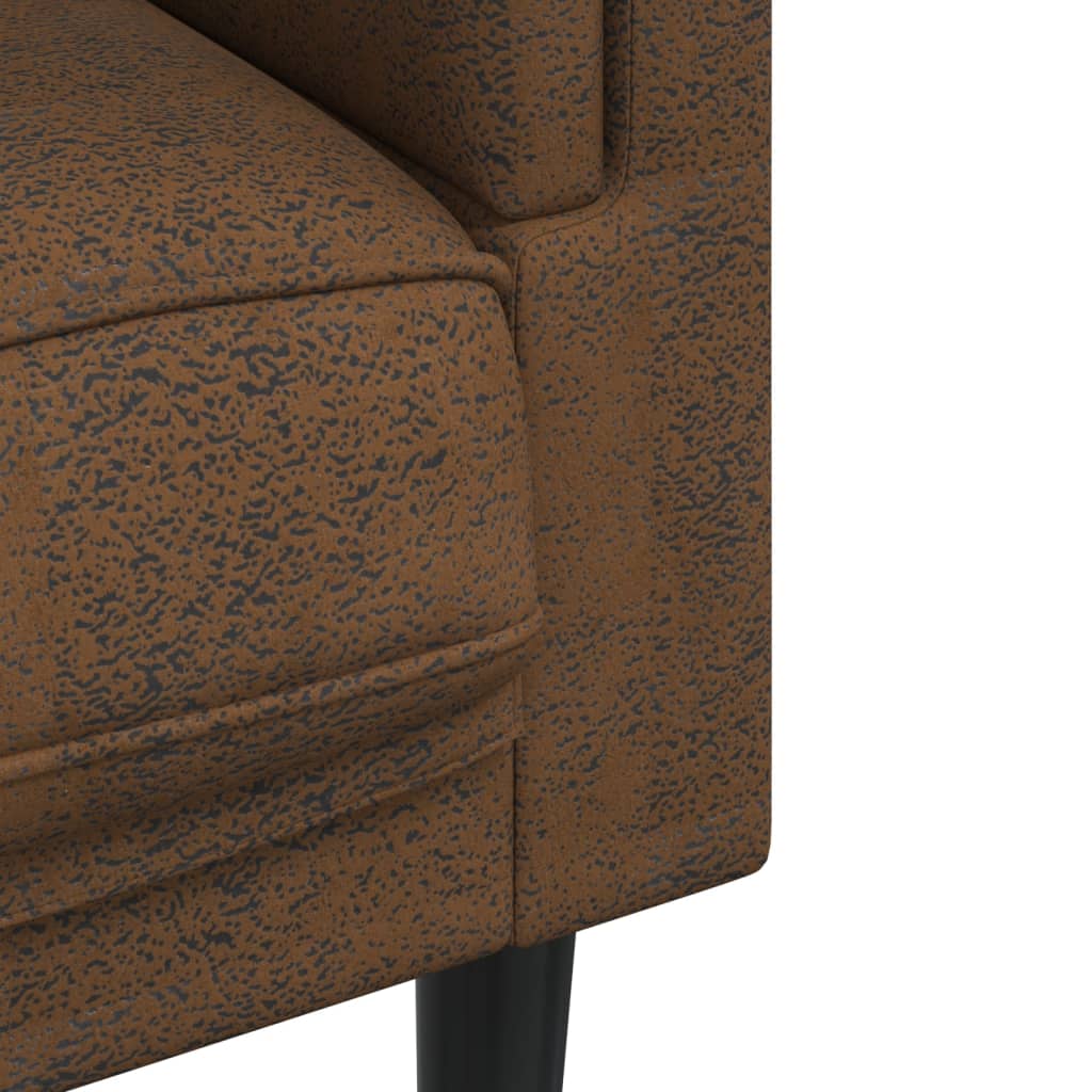 Fauteuil avec coussin simili cuir marron aspect daim