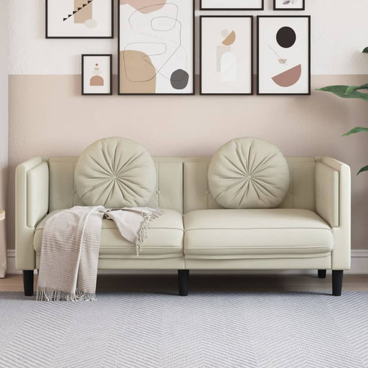 Sofa mit Kissen 2-Sitzer Creme Samt