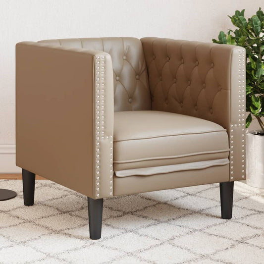 Fauteuil Chesterfield en similicuir cappuccino