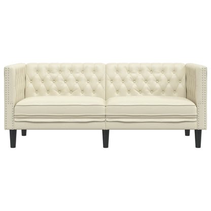 Chesterfield-Sofa 2-Sitzer Creme Kunstleder