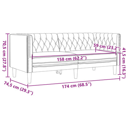 Chesterfield-Sofa 2-Sitzer Braun Kunstleder
