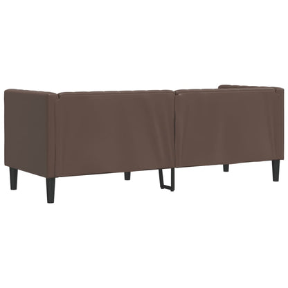 Chesterfield-Sofa 3-Sitzer Braun Kunstleder