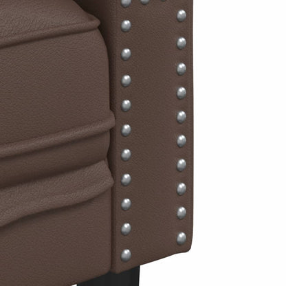 Chesterfield-Sofa 3-Sitzer Braun Kunstleder
