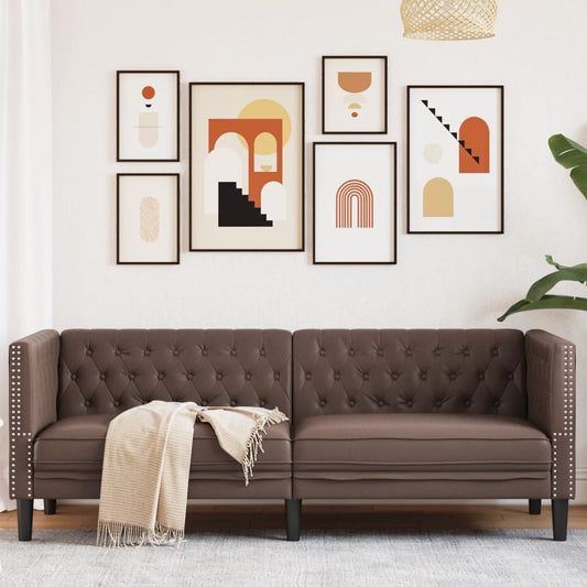 Canapé Chesterfield 3 places en similicuir marron