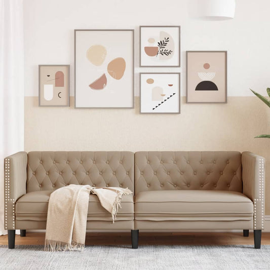 Canapé Chesterfield 3 places cappuccino simili cuir