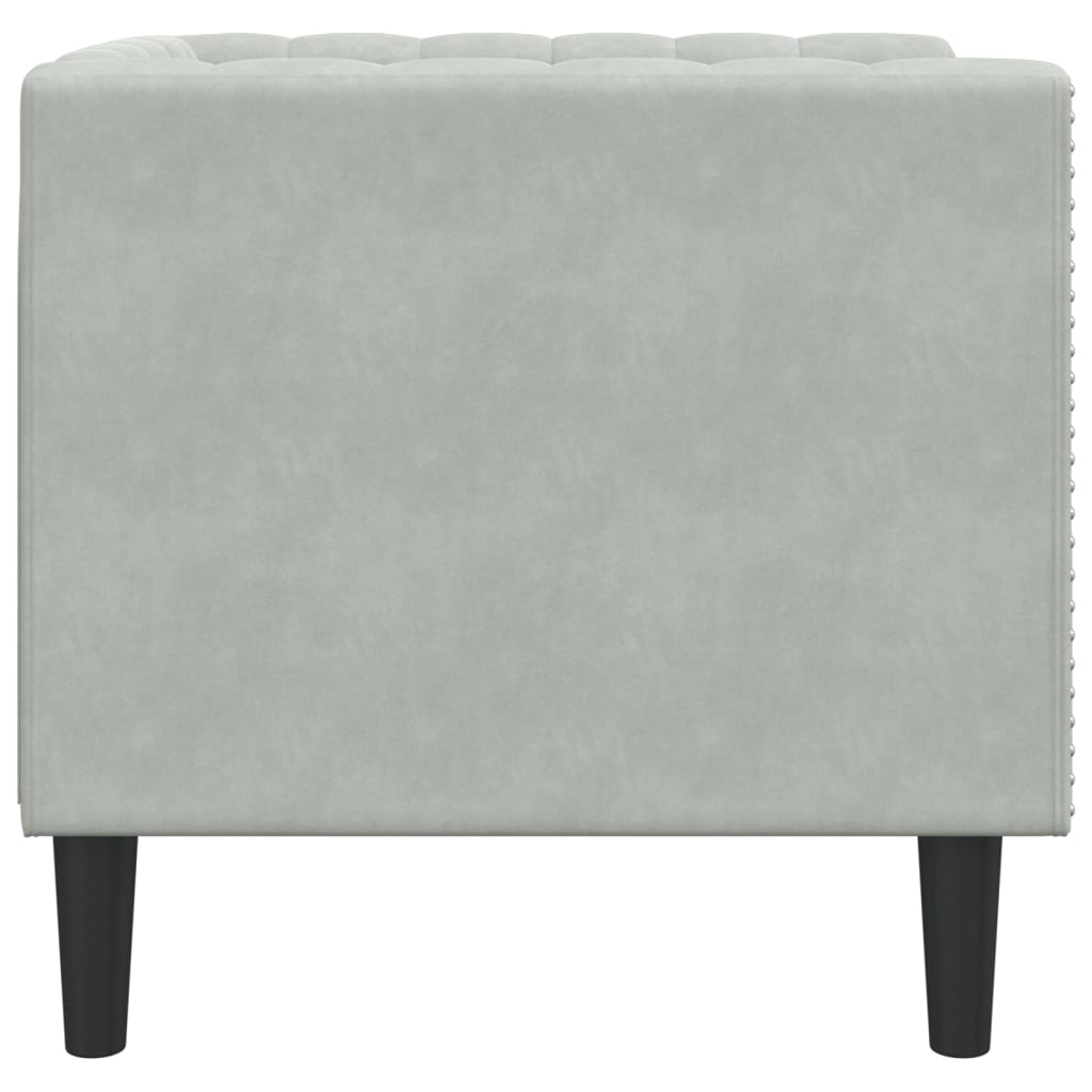 Fauteuil Chesterfield velours gris clair