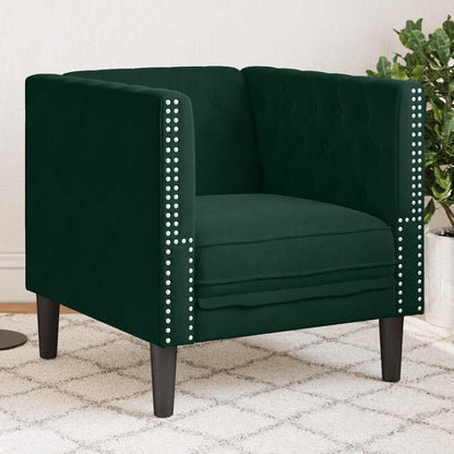 Chesterfield-Sessel Dunkelgrün Samt