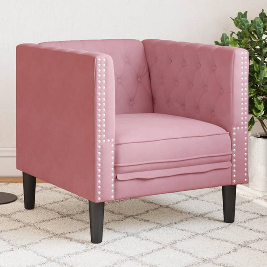 Fauteuil Chesterfield en velours rose