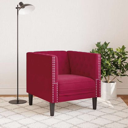 Chesterfield-Sessel Weinrot Samt