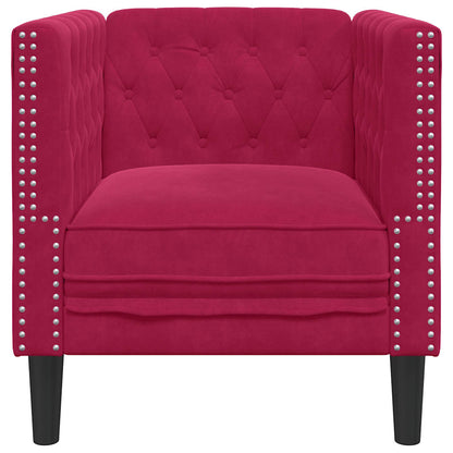 Chesterfield-Sessel Weinrot Samt