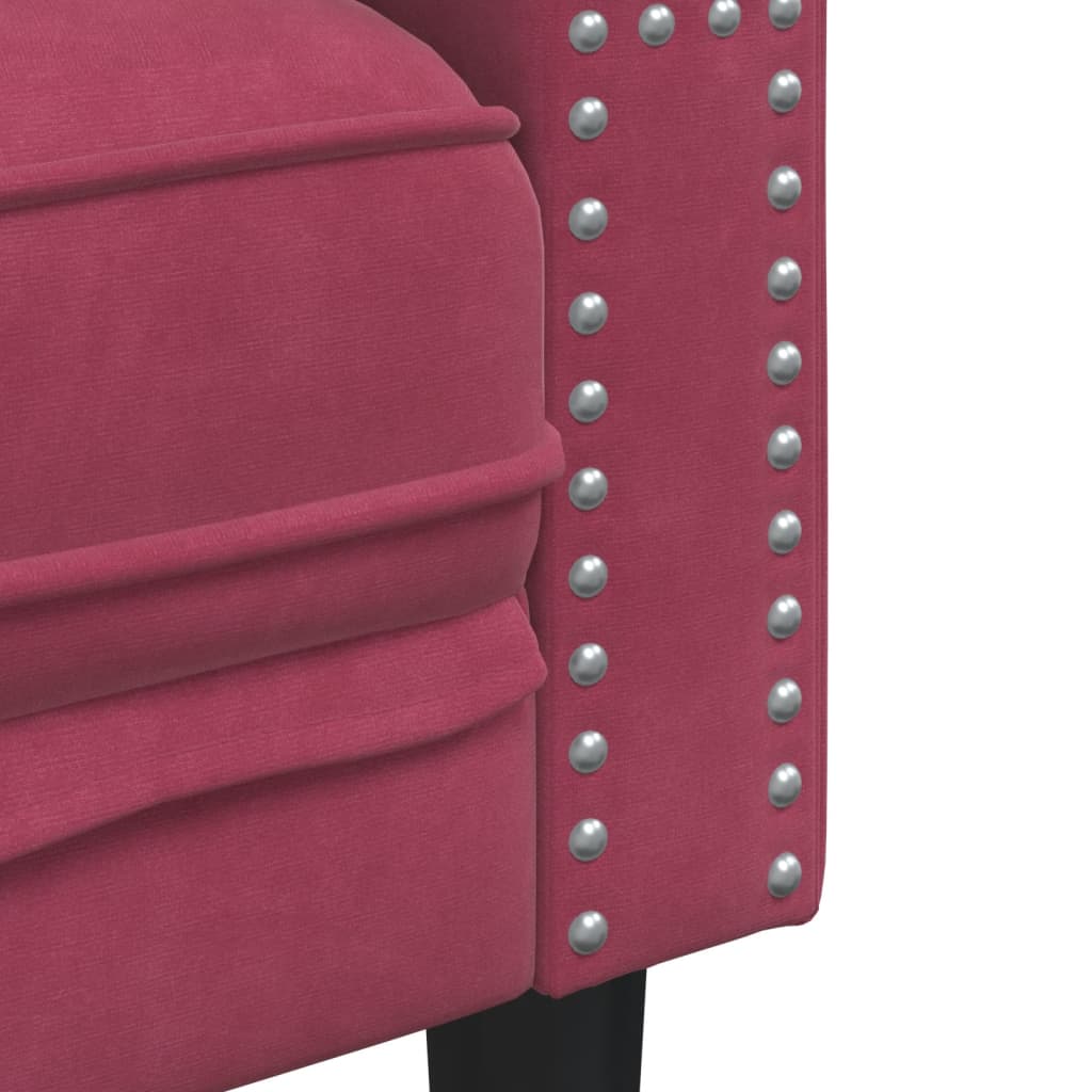 Fauteuil Chesterfield velours rouge vin