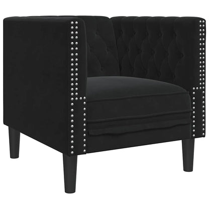 Chesterfield-Sessel Schwarz Samt