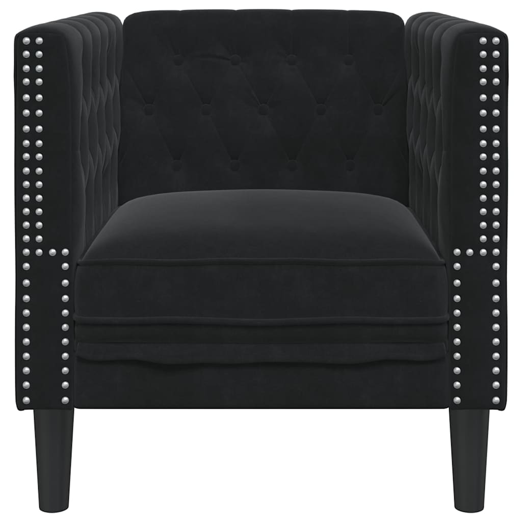 Chesterfield-Sessel Schwarz Samt