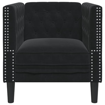 Chesterfield-Sessel Schwarz Samt