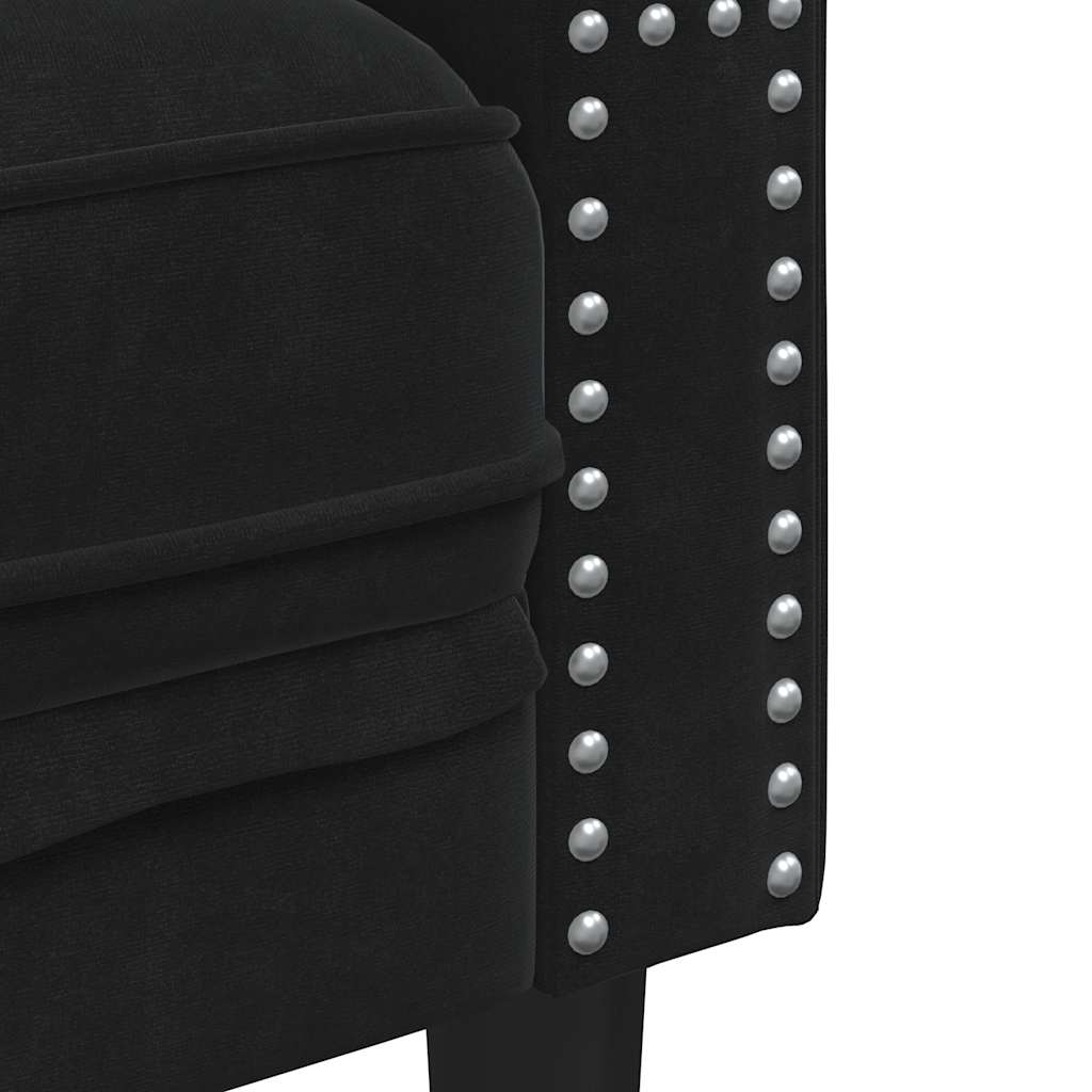 Chesterfield-Sessel Schwarz Samt