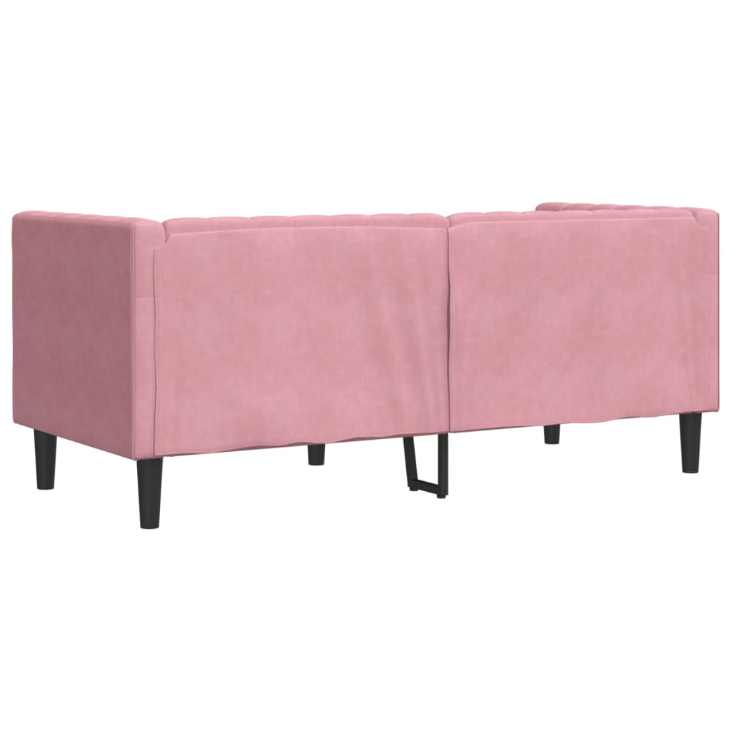 Chesterfield-Sofa mit Nackenrollen 2-Sitzer Rosa Samt