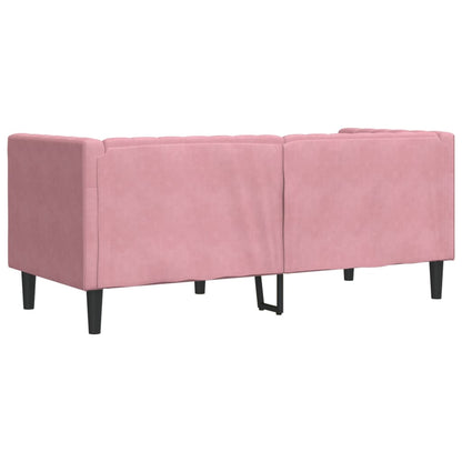 Chesterfield-Sofa mit Nackenrollen 2-Sitzer Rosa Samt