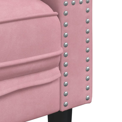 Chesterfield-Sofa mit Nackenrollen 2-Sitzer Rosa Samt